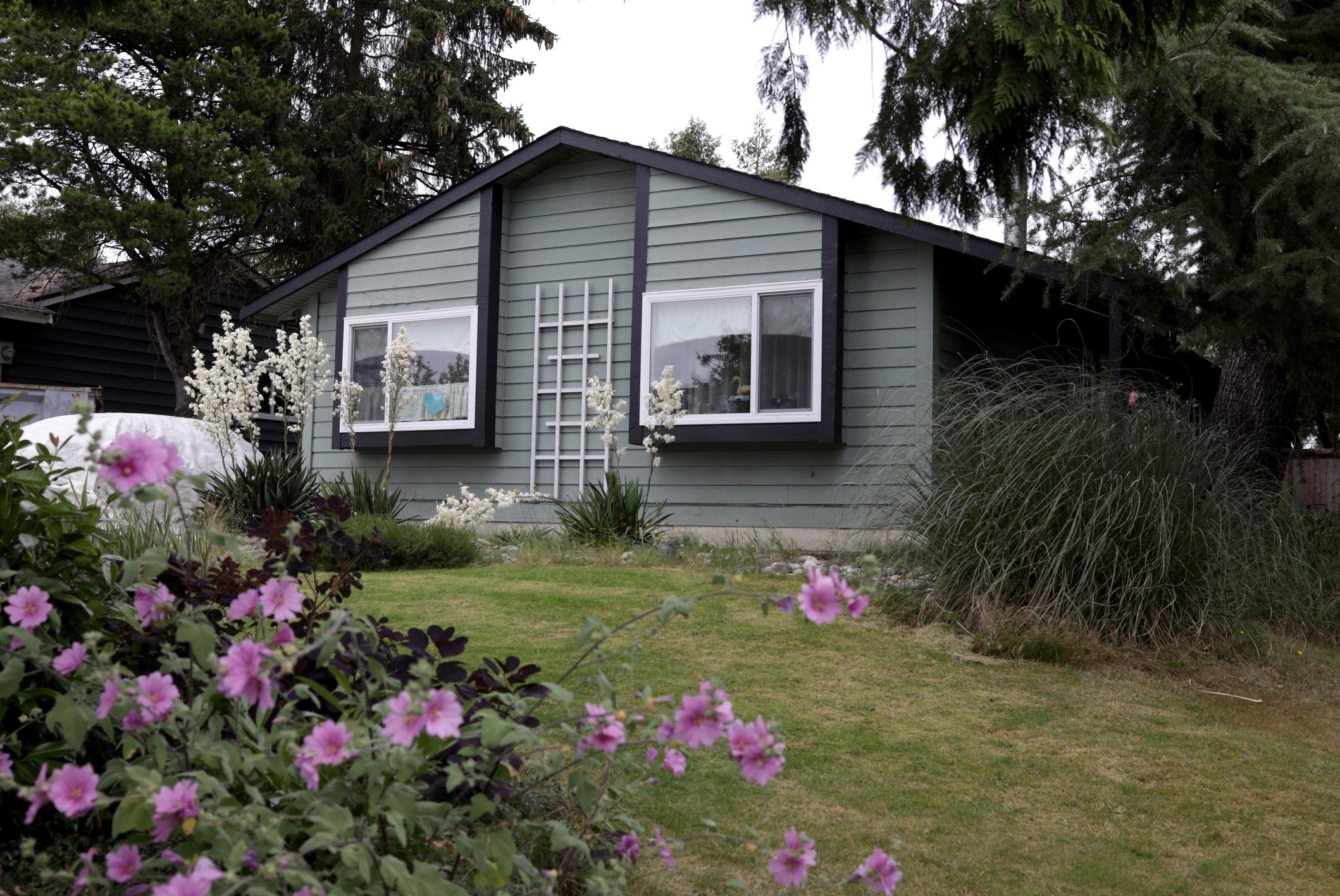Suburban home exterior showing installed windows and doors