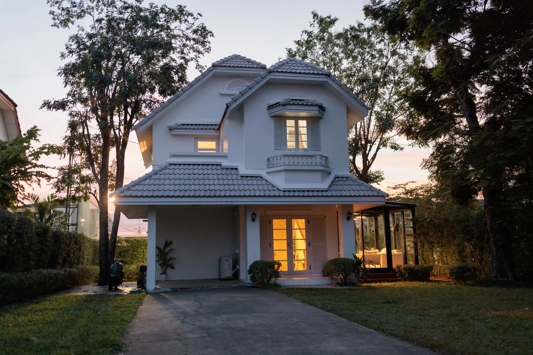 Residential property exterior with attractive front entrance